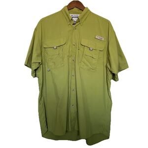 Columbia PFG Omni-Shade Button Up Vented Fishing Shirt Green Size M Outdoor‎